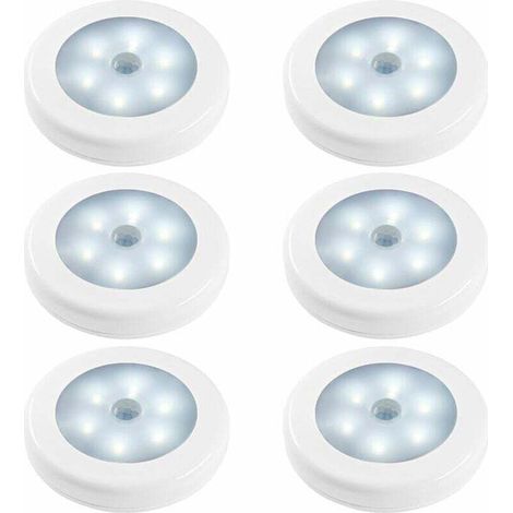 Luces nocturnas con sensor de movimiento, paquete de 6, luces LED con sensor de movimiento para la oscuridad en el dormitorio, baño, cocina, pasillo, armario, vestidor, escalera [Clase de energía]