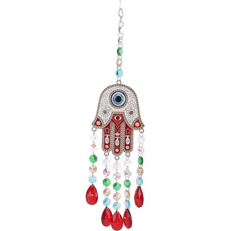 Le symbole de la main de Hamsa représente l'équilibre spirituel. Cette tenture murale, associée à des cristaux de guérison des chakras, apporte protection divine, énergie positive et chance. (1/5)