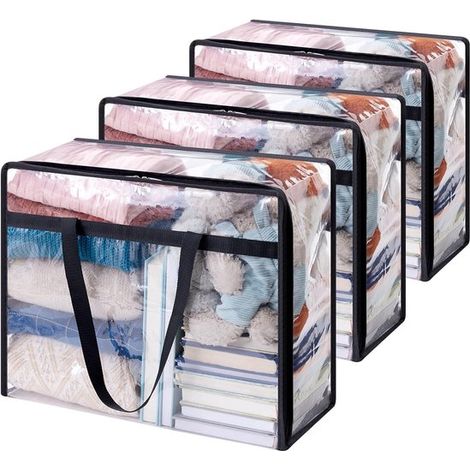 Confezione da 3,Sacchetti portaoggetti trasparenti in PVC,Sacchetti organizer per armadio,Sacchetti per riporre abiti,46x23x38cm (1/5)