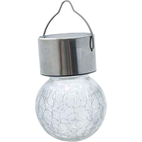 Lampe blanche solaire inox à suspendre