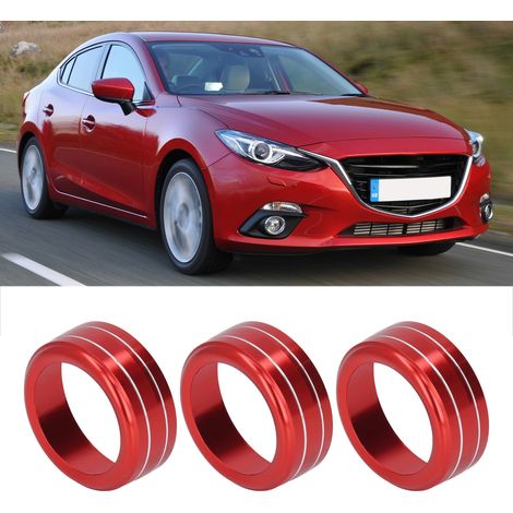 Ensemble de 3 anneaux décoratifs rouges pour boutons de climatisation Mazda 3, 6, Axela, CX-5, CX-8, CX-9, Atenza, Berline, SKYACTIV (1/5)