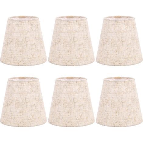 Lot de 6 Abat-jour Clip Tissu Métal 14cm Pour Lustre Lampe Murale Table Salon (1/5)