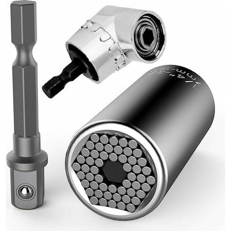 Clé à douille Clé universelle Écrou universel Clé à douille universelle Outils à main multifonctions 7-19mm avec un tournevis à 105 ° Adaptateur de fixation Adaptateur Outils de réparation