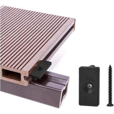 PA Aiperq Clips de terrasse composites 100 pièces - attaches cachées de 6 mm / fixations en plastique pour terrasse, clip de fixation pour planche avec vis noires (100 pièces, fixations en T (1/4)