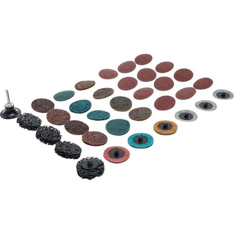 Jeu de Disques Abrasifs D.50 mm - 35 pcs - Polyvalent et Pratique pour Ponçage, - D-Work (1/5)