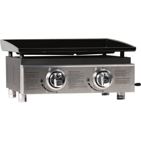 Habitat Et Jardin – Plancha à gaz 3 brûleurs 7,5 kW – Surface de cuisson 58 x 39,5 cm – Structure acier inoxydable – Système d'allumage piezo (1/4)
