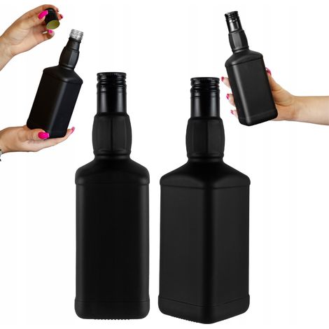 Botella de vidrio DANIELS 500ml NEGRO MATE para Whisky Licores Alcohol REGALO