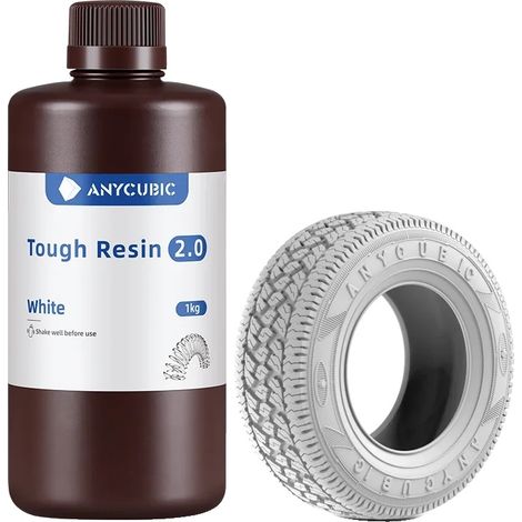 Resina per stampanti 3D, flessibile e ad alta resistenza, compatibile con resina UV, bianca, 1 kg. (1/2)