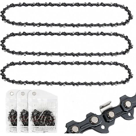 3 x Chaîne de tronçonneuse 35 cm 3/8" LP 52 maillons 1,1 mm - Chaîne de rechange 14 pouces pour tronçonneuse sans fil, compatible Makita DUC353, Einhell GP-LC 36/35 Li, Bosch, Husqvarna, Oregon (1/5)