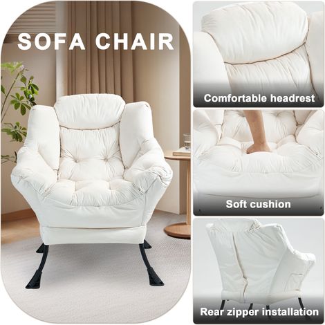 Fauteuil paresseux,fauteuil relaxant avec cadre métallique et poche latérale,fauteuils confortables de style simple pour chambres,salon,balcon(HA) (1/5)