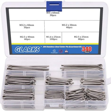 Kit de montaje surtido ultra cómodo de 340 piezas, 6 tamaños, con clips de pasador de acero inoxidable 304, para automóviles, mecánicos, talleres y equipos eléctricos para automóviles. (1/5)
