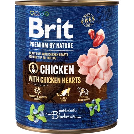 Nourriture humide pour chats Brit Premium By Nature, cœurs de poulet, 800 g