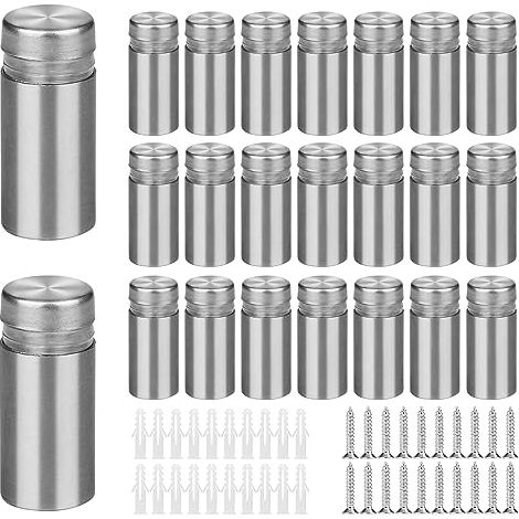 20 x Entretoise Verre 12 × 25 mm, Vis d'Écartement en Acier (1/5)