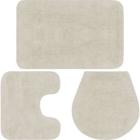 Juego alfombra de baño 3 piezas tela blanca 020005680