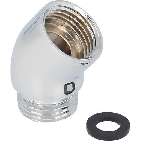 Adaptateur de pommeau de douche, adaptateur coudé en laiton massif à 135 degrés, connecteur d'extension de tête de douche G1/2" (chromé) (non rotatif) (1/5)