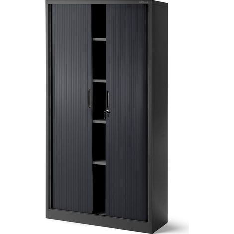 Jan Nowak Spint T-001 Schließfachschrank Fächerschrank Wertfachschrank Aktenschrank mit Rolladentür 185 cm x 90 cm x 45 cm Anthrazit (1/5)