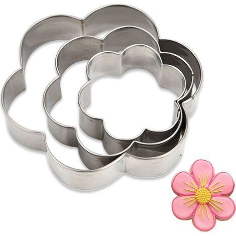 Ensemble de 3 emporte-pièces en acier inoxydable en forme de fleur