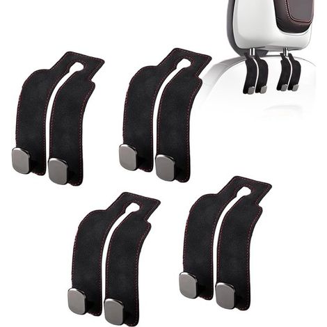 Set universale di 4 ganci per poggiatesta del sedile auto e supporto per telefono - Nero (1/5)