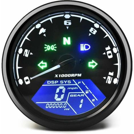 Compteur kilométrique de Moto Universel LCD Compteur de Vitesse numérique jauges de tachymètre avec veilleuse adaptée à la Moto 12V la Plus Populaire (1/2)