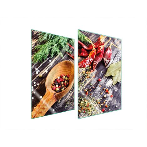 GLASSCHUTZPLATTE FÜR KÜCHE 2x35x52 GEWÜRZE (1/5)