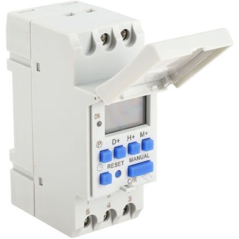AC220V programmable digital timer – 16 ON/OFF settings – LCD display – 15A current – DIN rail installation (1/5)