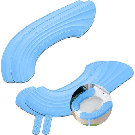 Housse de siège de toilette, coussin de toilette allongé en U, lavable ou portable (bleu, lot de 2) (1/3)