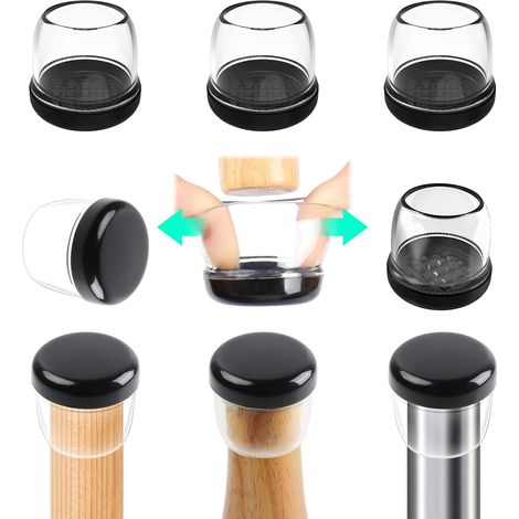 24 pcs Embouts pour Pieds de Chaise 27-32 mm avec Fond en , Protection Pied de Chaise Rond Silicone Couvre-Jambes de Meuble, Patins en 1,25" pour Résistants Rayures et Élastique (1/5)