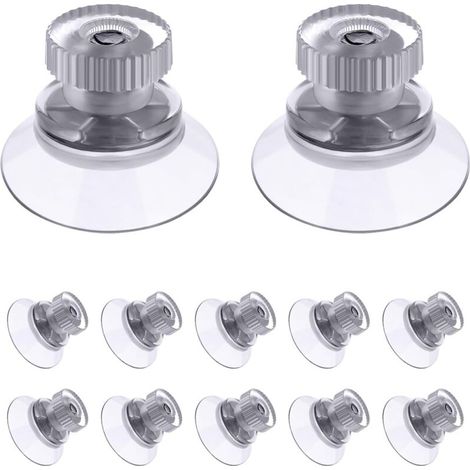 12 ventose trasparenti da 25 mm, ventose in plastica, supporto a ventosa con dado zigrinato, ventose per finestre, specchi in vetro, finestre, pareti, porte e altre superfici lisce e piatte (1/4)