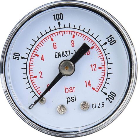 Connexion arrière du manomètre - Manomètre mécanique 1/8 BSPT Manomètre pour air huile eau 1/8 pouce BSPT connexion arrière(0-200psi,0-14bar) (1/5)
