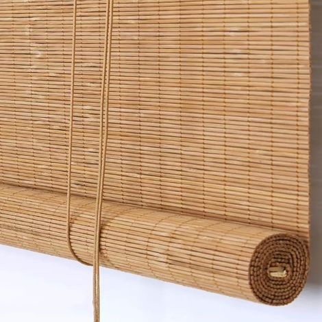 Stores en bambou - Rideaux naturel Largeur 45 à 180 cm Respirant/écran solaire romains pour extérieur, jardin, terrasse, balcon Personnalisable