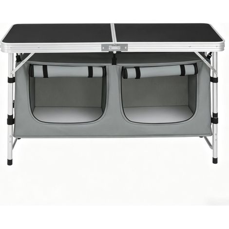 Faltbarer Garten- und Campingtisch 120 x 47 cm mit Aufbewahrungstasche, höhenverstellbare Beine (1/5)