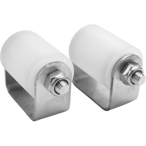 2 rouleaux de guidage pour portail coulissant, 60 x 40 x 50 mm, nylon et acier inoxydable, montage sur rail avec support en C (1/4)