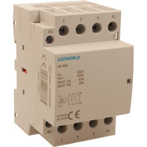 Teleruttore Contattore Modulare AC 4P 3M 63A AC 400V IP20 HC-463 (3NO+1NC)