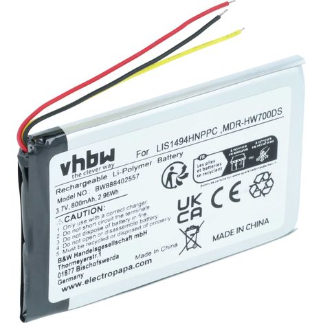 vhbw Battery compatible with Sony MDR-HW700DS Wireless Headset Headphones (800 mAh, 3.7 V, Li-polymer)