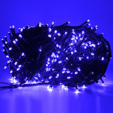 Crylight stringa catena 24 metri serie 300 luci a led Blu per albero di Natale con 8 giochi cavo verde per uso esterno interno Blu 24 metri - 300 led (1/5)