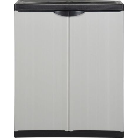 Armoire de rangement de jardin 1 étagère Design moderne, Armoire Etagère de rangement, Gris/noir 68x40x85 cm OIB5181E (1/5)