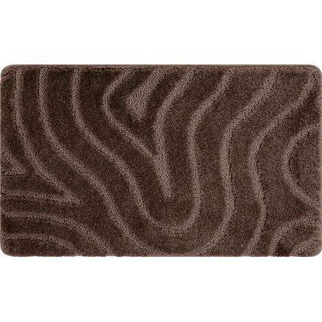 Badteppich SUPREME WAVES, Wellen, rutschfest, weich – braun brown 50x80 cm
