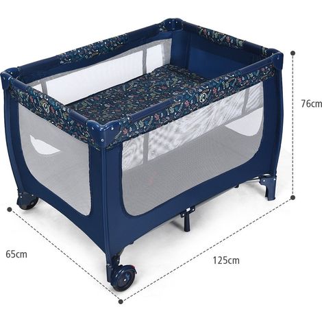 Cuna de viaje y parque infantil 2 en 1 cama infantil plegable 125 x 65 x 76 cm azul