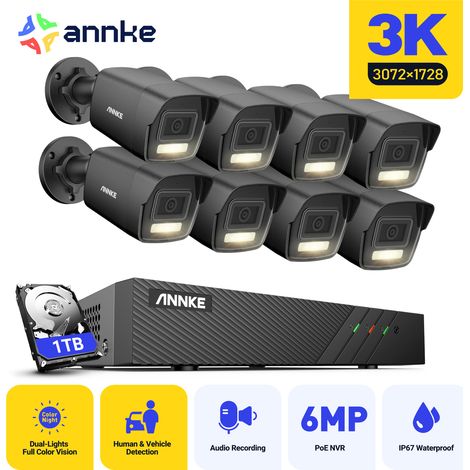 ANNKE 3K 8 Channel 8 Cameras PoE Security System, Built-in Microphone,Color & IR Night Vision, 30721728 Resolution, Human & Vehicle Detection - 1TB HDD (1/5)