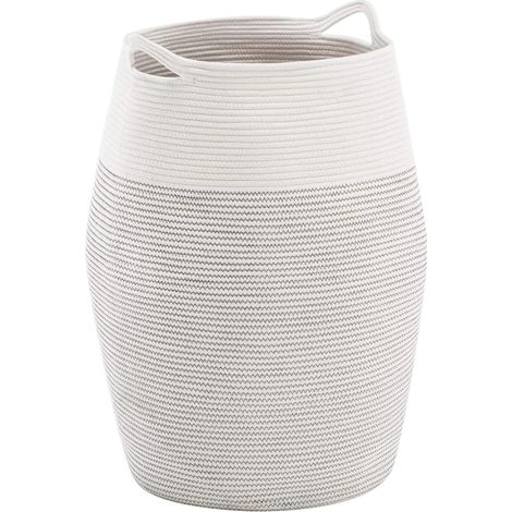 Panier à Linge 105L, Panier de Rangement en Coton, Panier avec Poignée, Corbeille à Linge Gris (1/5)
