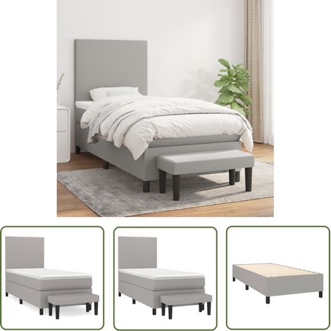 The Living Store Boxspringbett mit Matratze Hellgrau 80x200 cm Stoff - Boxspringbett - Doppelbett - Bettenrahmen - Schlafsofa - Wohnraumgestaltung (1/5)