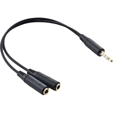3.5mm 1 to 2 adapter for mobile phones, single-plug phones, laptops, headsets and microphones (2-in-1 audio cable) (1/2)