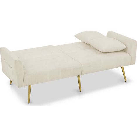 ELVMI Sofá Recto 2 Plazas con Respaldo Regulable en 3 Posiciones y 2 Cojines en Teddy Beige (1/5)