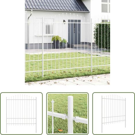 vidaXL Pulverbeschichtung - Gartenzaun Weiß 170 x 215 cm Pulverbeschichteter Stahl (1/5)
