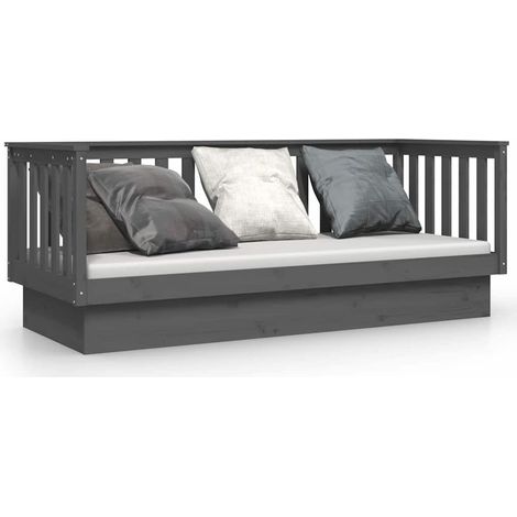 Maison Exclusive - Sofá cama madera maciza de pino gris 75x190 cm (1/5)