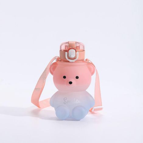 Gourde Kawaii Ours avec paille, gourde Kawaii anti-fuite de 800 ml, jolie gourde Kawaii colorée à dégradé pour filles, idéale pour l'école et le bureau. (1/5)