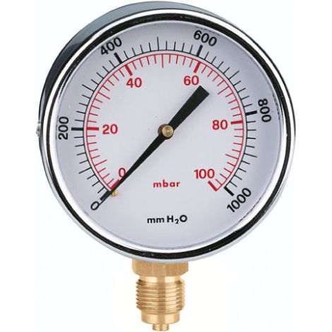 MANOMETRO GAS ATTACCO RADIALE 0-100 MBAR ø80 CALEFFI SPA