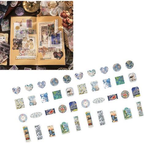 Set mit 40 Retro-Blumenaufklebern für Junk Journaling, DIY-Scrapbooking-Papierdekorationen, Vintage-Klebefolie Typ 3, kreative Dekoration (1/5)