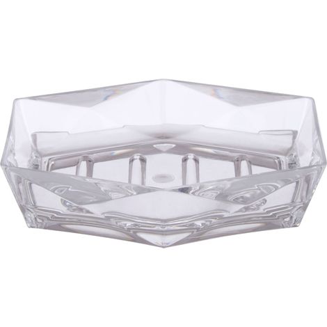 Premier Housewares Soap Dish Durable Dishes For Bathroom Clear Acrylic Dish With 3D Design Soaps Tray / Trays 12 x 4 x 15 (1/2)