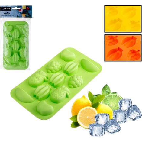 Vassoio flessibile per cubetti di ghiaccio a forma di frutta, per 11 cubetti di ghiaccio a forma di frutta. (1/5)